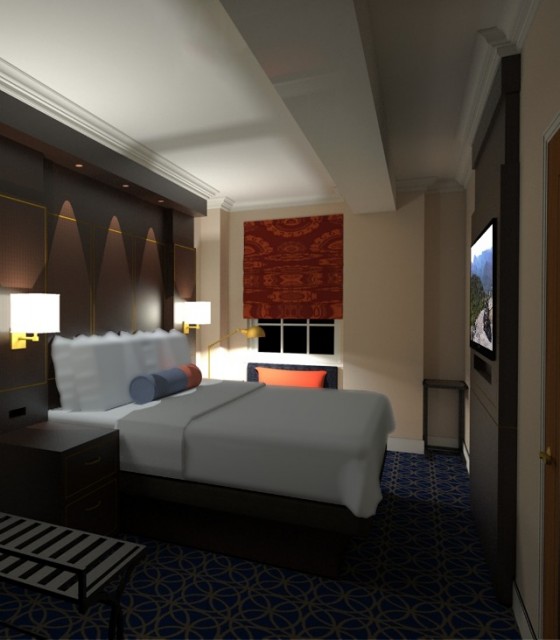 Hotel Saranac 3D Rendering Guestroom Design
